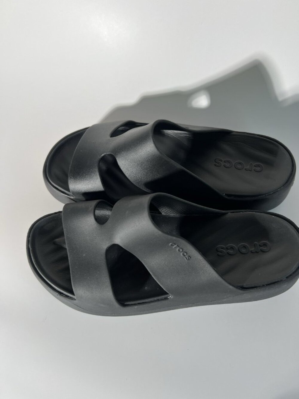 Crocs Black Platform Slides Comfort Sandals Womens W8 - Picture 6 of 14